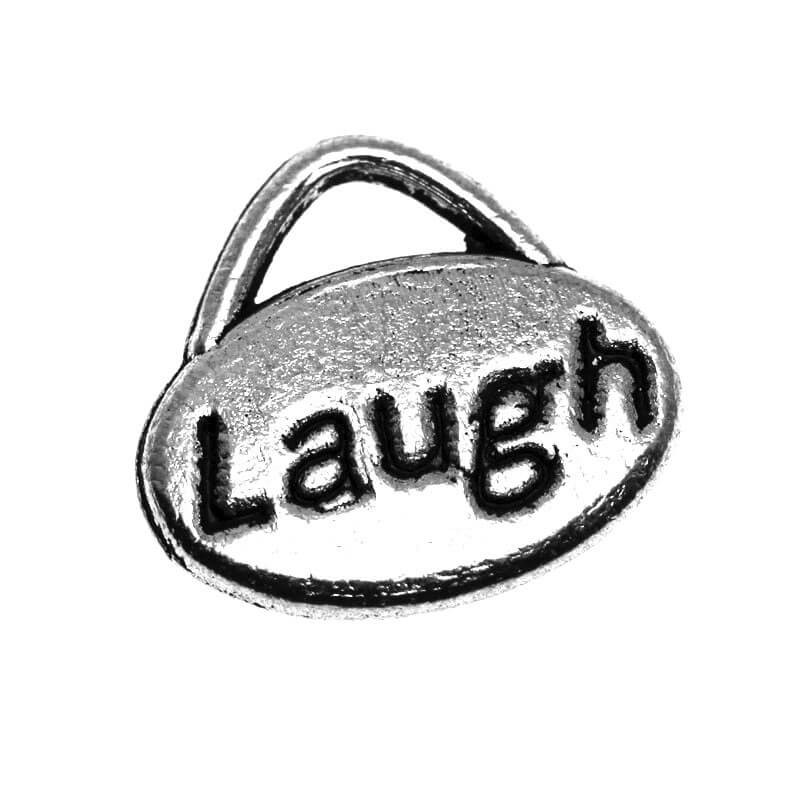 Zawieszka LAUGH (śmiech) srebro oksydowane 12x10x2mm 6szt SMCH18