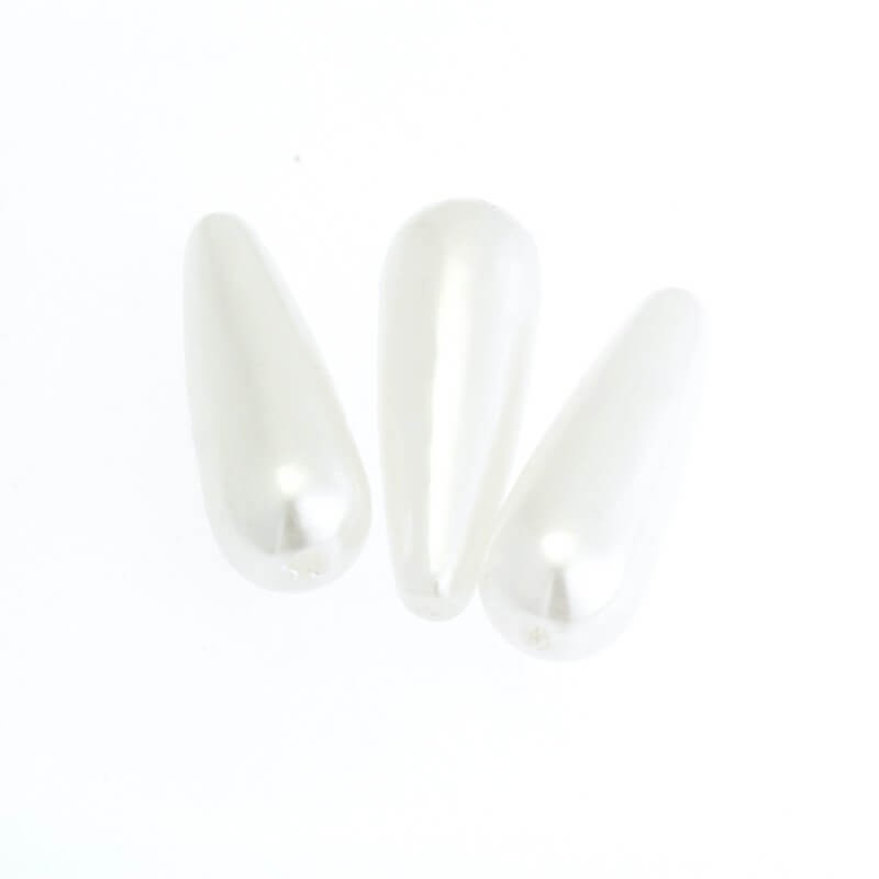 Teardrop acrylic pearl white 30x10mm 2pcs PA006