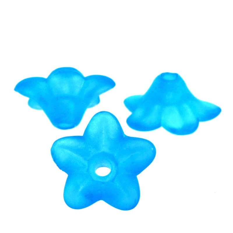 Acrylic beads blue flowers 10x5mm 15pcs YZKW1008