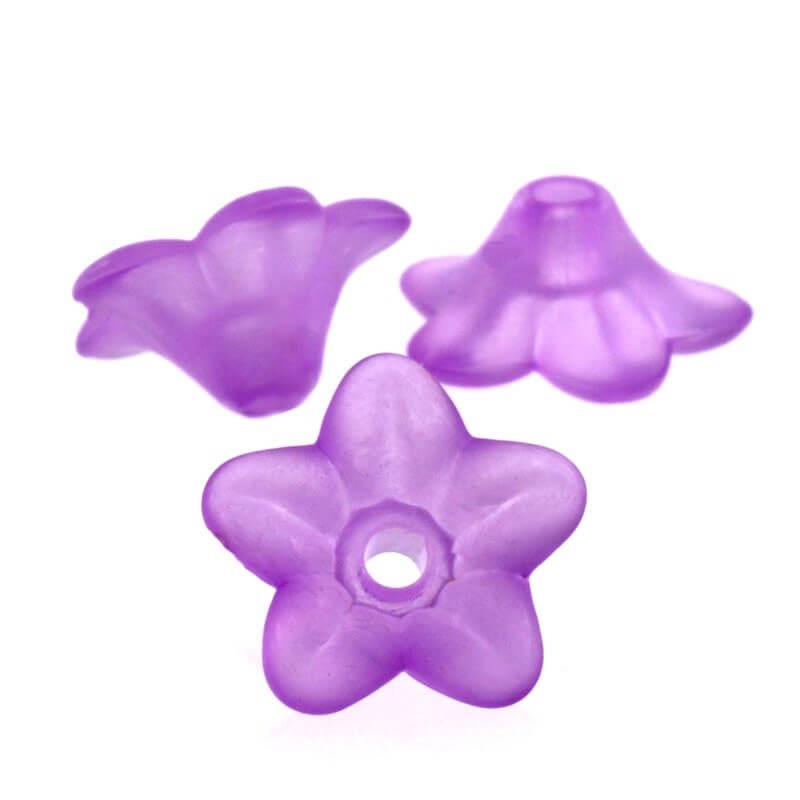 Koraliki akrylowe kwiatki fioletowe 10x5mm 15szt YZKW1006