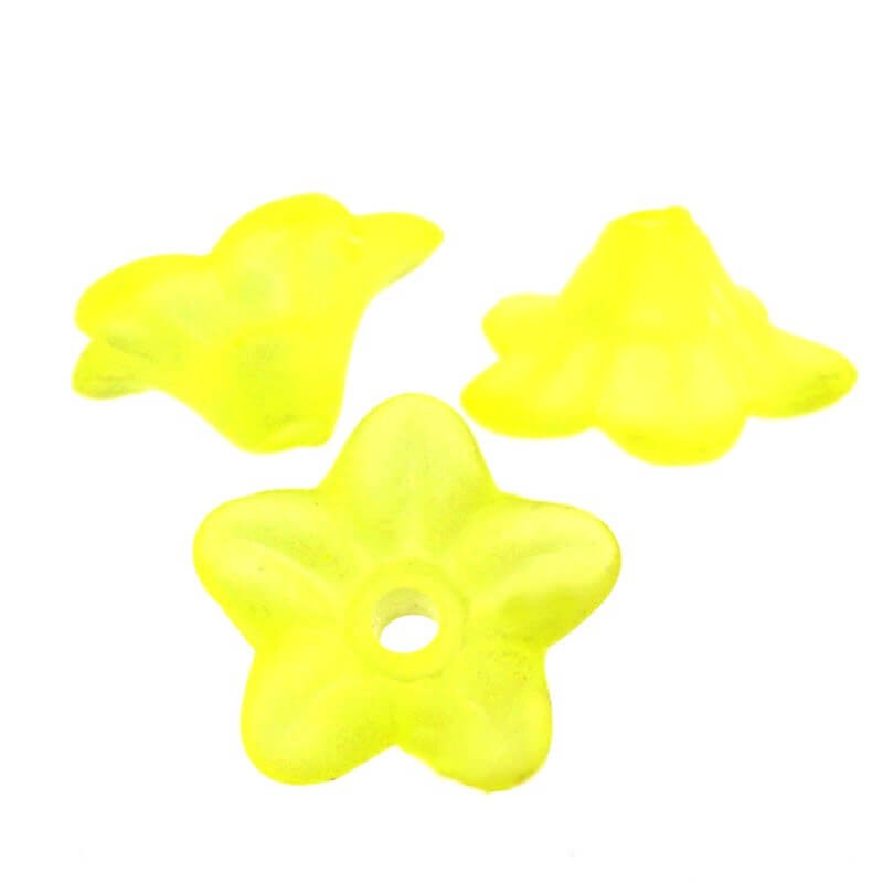 Koraliki akrylowe kwiatki żółte 10x5mm 15szt YZKW1001
