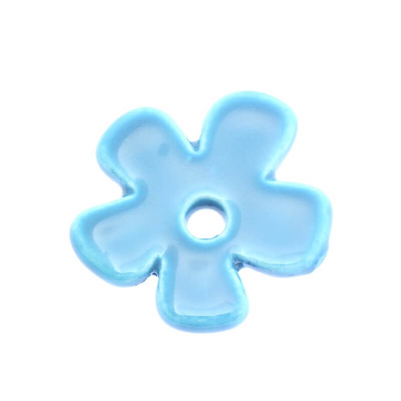 Ceramic flower 36mm sky blue 37x5mm 1pc CKW35N06