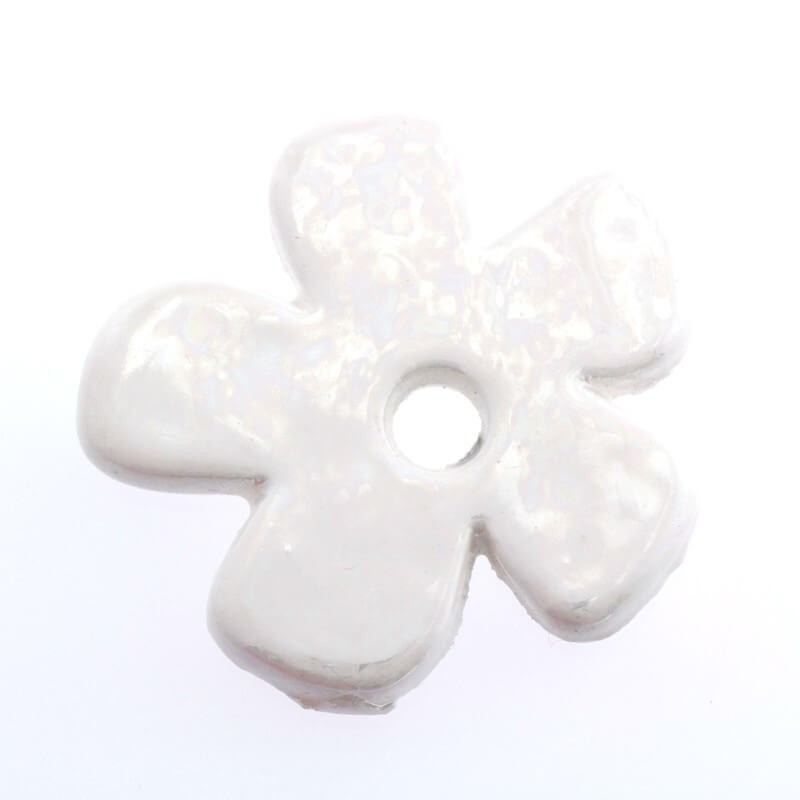 Kwiatek ceramiczny 36mm biały perłowy 1szt CKW36K08A