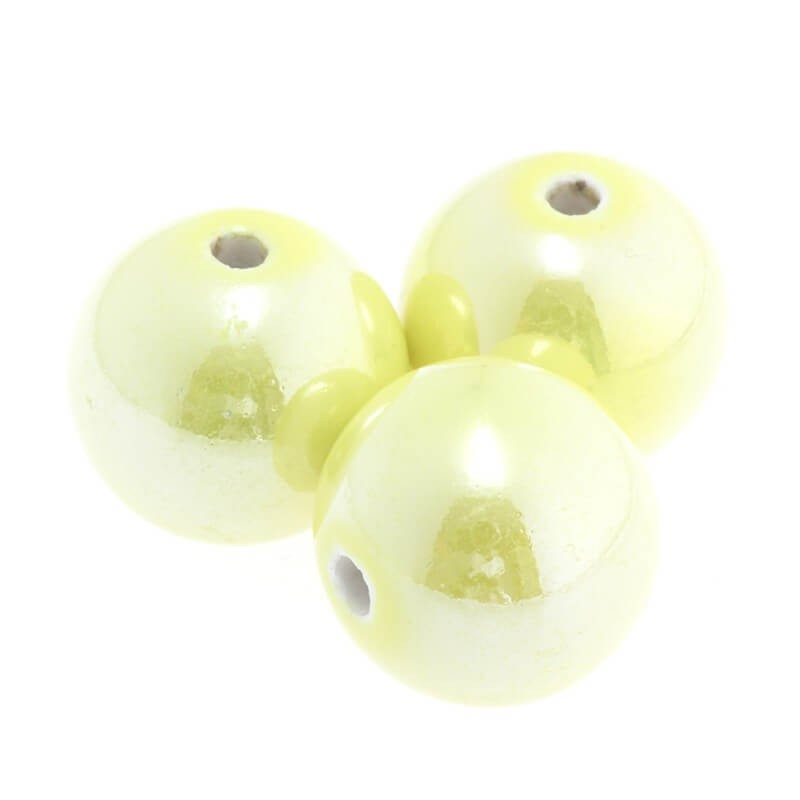 Ceramic ball 18mm yellow with rainbow gloss 1pc CKU18C08H