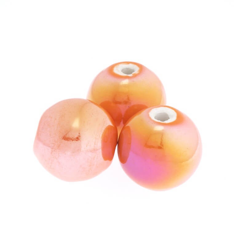 Kulka ceramiczna 19mm pomarańczowa tęczowy połysk 1szt CKU18C09BD