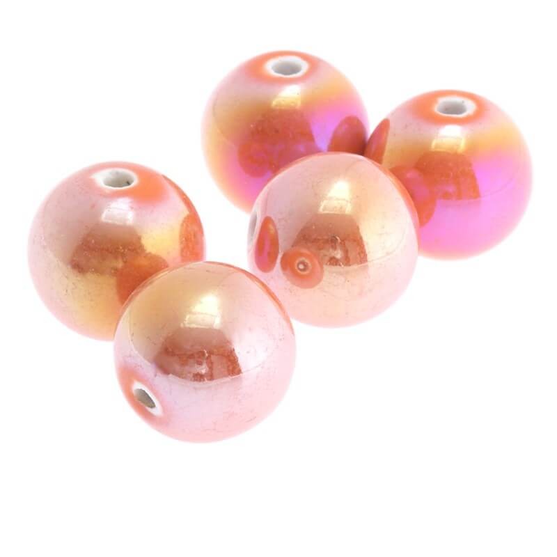 Ceramic ball 18mm orange rainbow gloss 1pc CKU18C09H