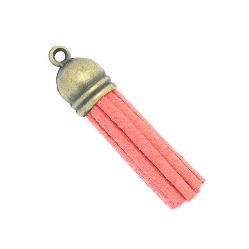 Tassel pendant, suede strawberry sorbet 43x10mm, 1 piece TAMB09