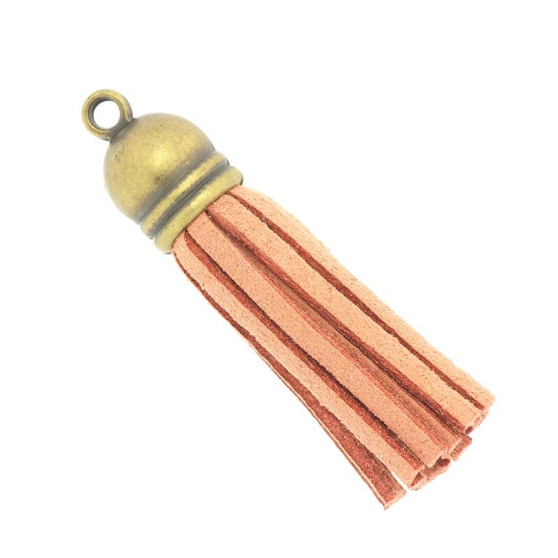 Tassel pendant, suede ginger brown 43x10mm, 1 piece TAMB23