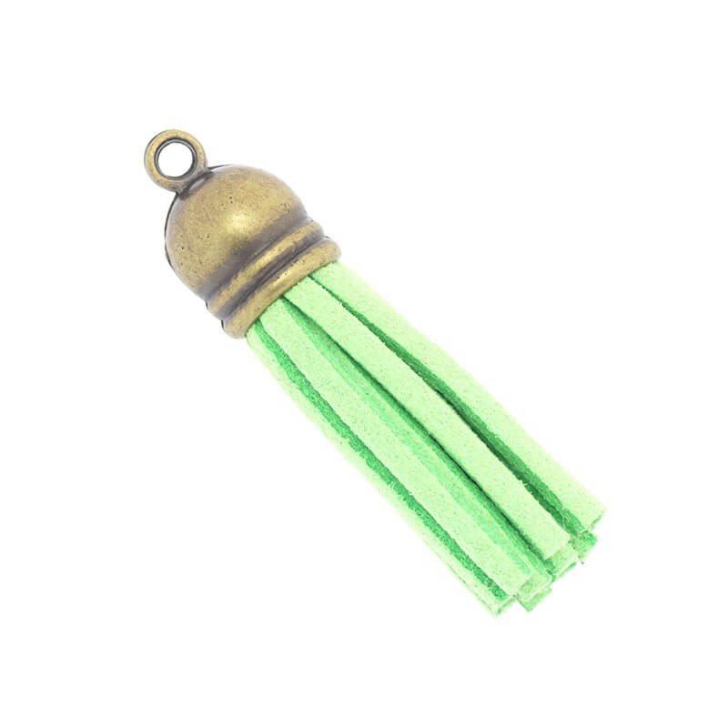 Tassel pendant, suede, fluo green 43x10mm, 1 piece TAMB18