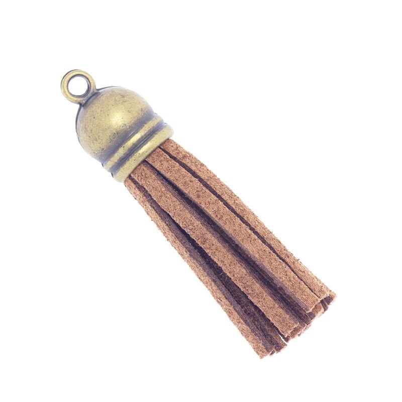 Tassel pendant, suede brown 43x10mm, 1 piece TAMB24