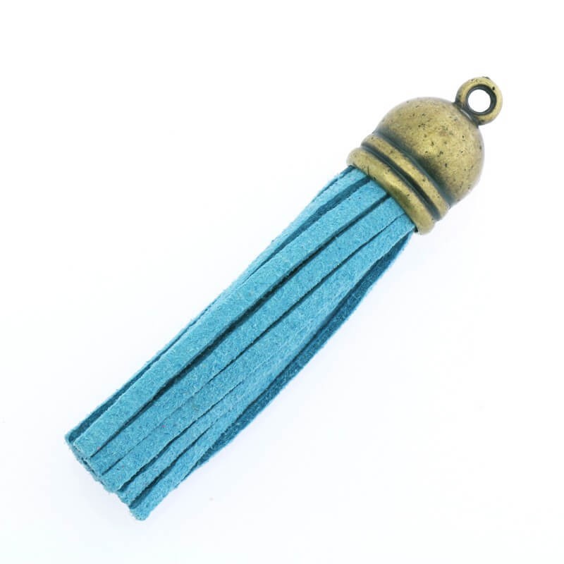 Tassel pendant, suede turquoise 56x12mm, 1 piece TADB10