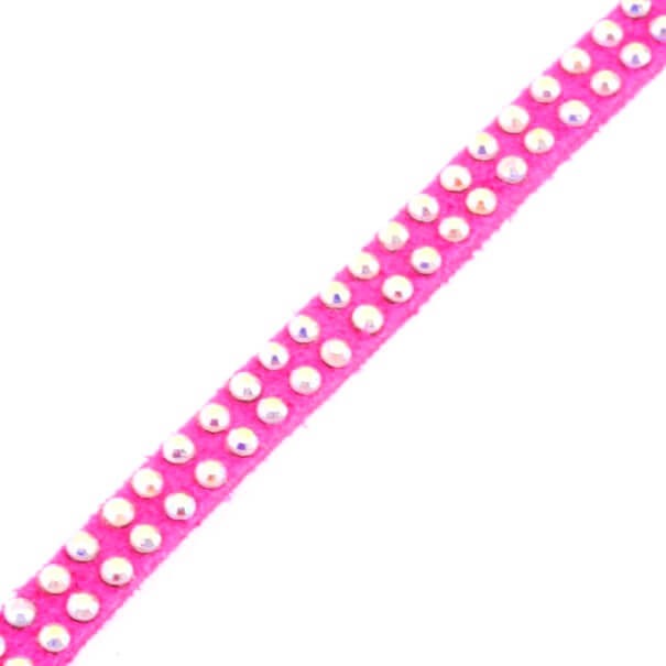 Fuchsia suede strap with crystals AB 1m RZZAD03