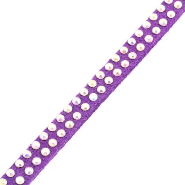 Juicy violet suede strap with AB crystals 1m RZZAD04
