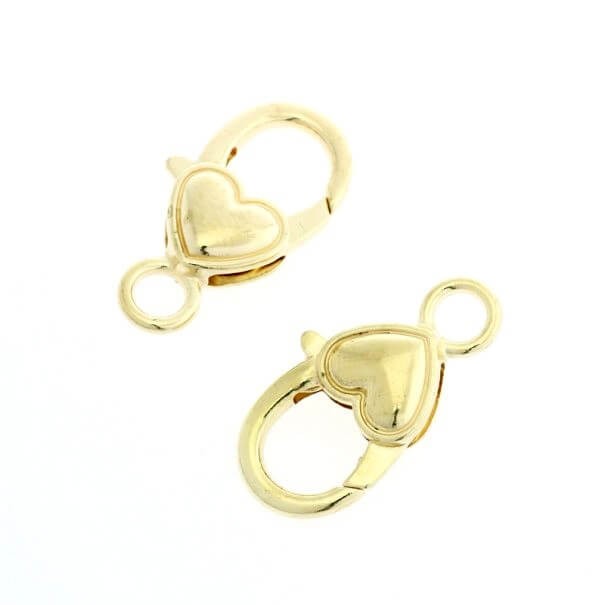 Clasp gold-plated carabiner with a heart 27mm lux 1pc ZG27SR