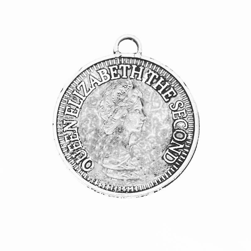 Charms coin 20mm Queen Elizabeth II SM0541 5pcs