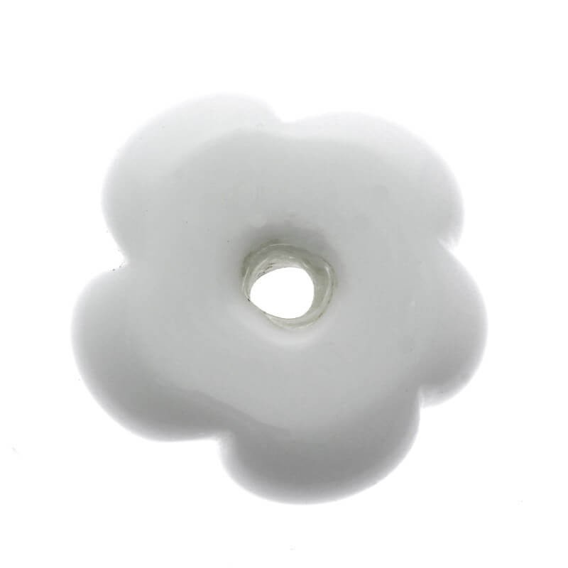 Glass flower white 26x24x7mm 1pc SZDDKW011