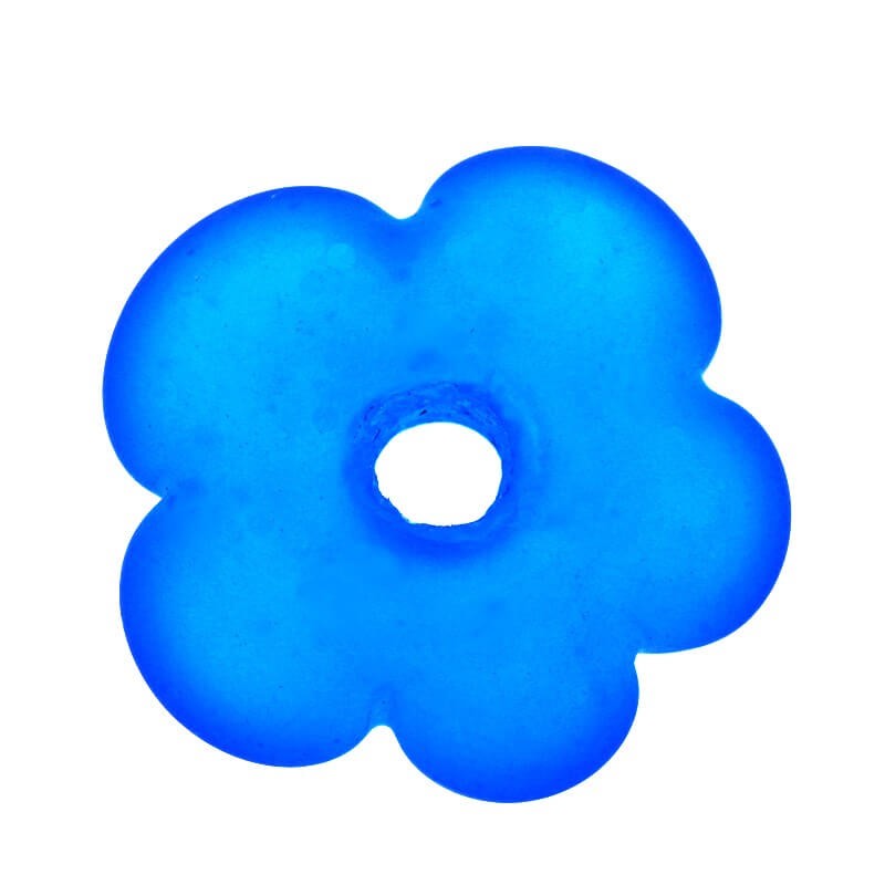 Szklany kwiatek niebieski matowy 29x29x8mm 1szt SZDDKW015