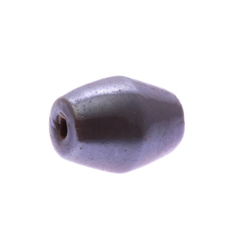 Koralik szklany wrzeciono jasny fioletowy perłowy 20x15mm 1szt SZDDOL009