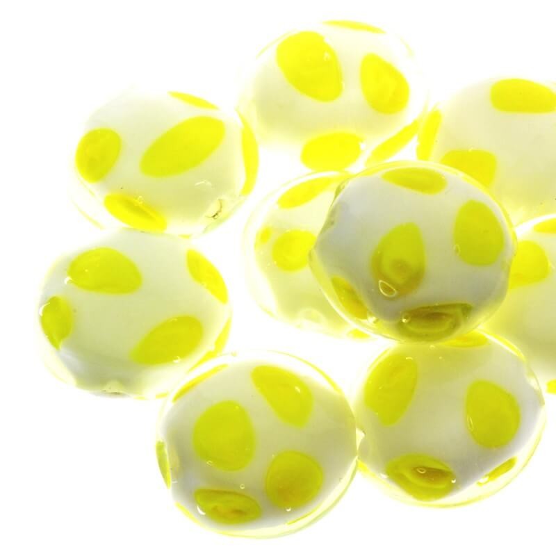 Lampwork tablet, yellow dots, 20x10mm, 1pc SZLAME079