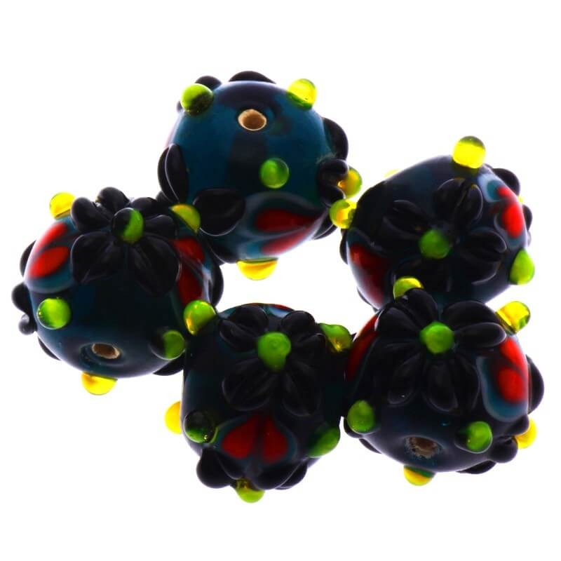 Lampwork beads, convex sea flowers 17x14mm 1pc SZLAOP020