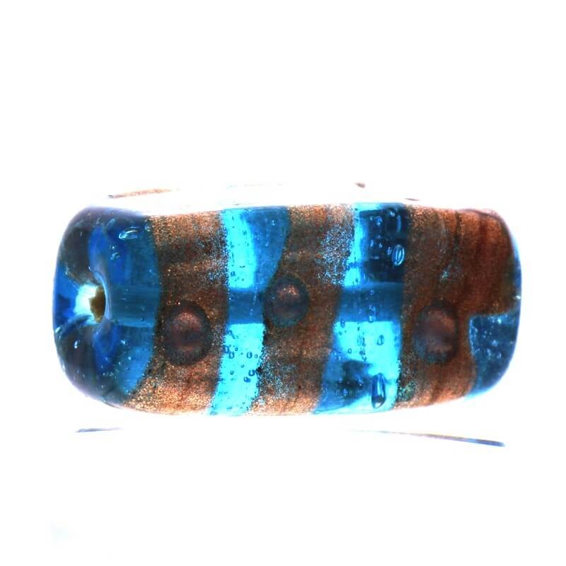 Cubic lampwork bead blue 24x12mm 1pc SZLASCP28