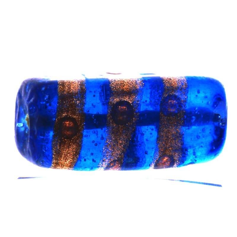Cubic lampwork bead marine blue 24x12mm SZLASCP22