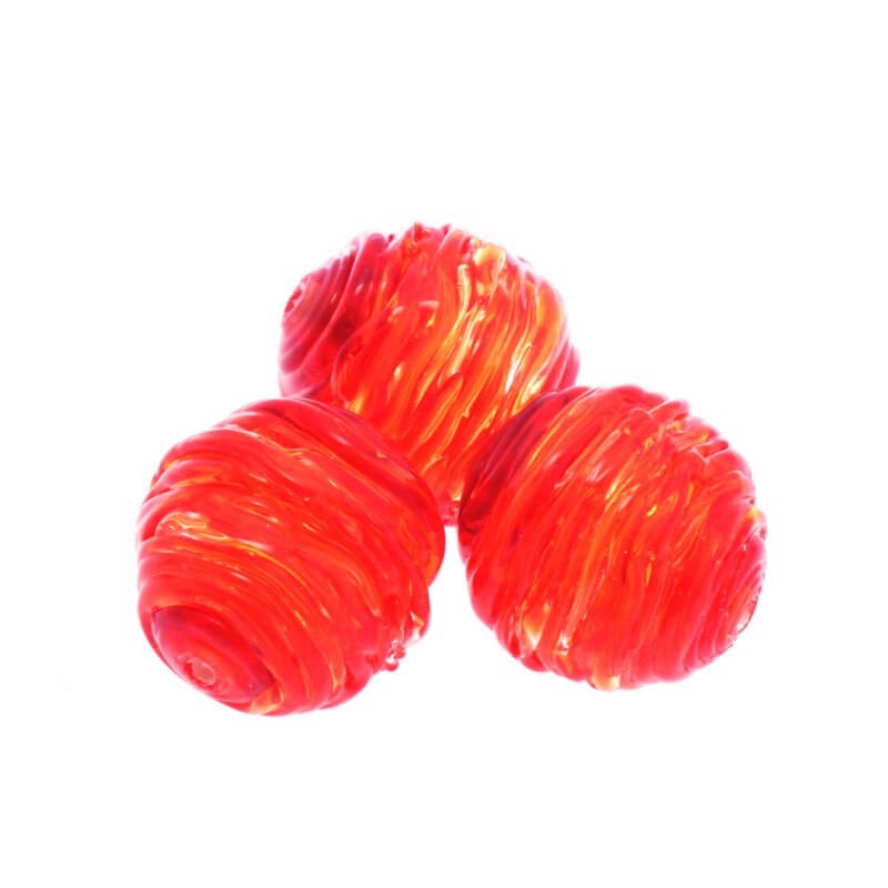 Koraliki szklane ażurowe lux czerwone 16mm 1szt SZLXAZ016
