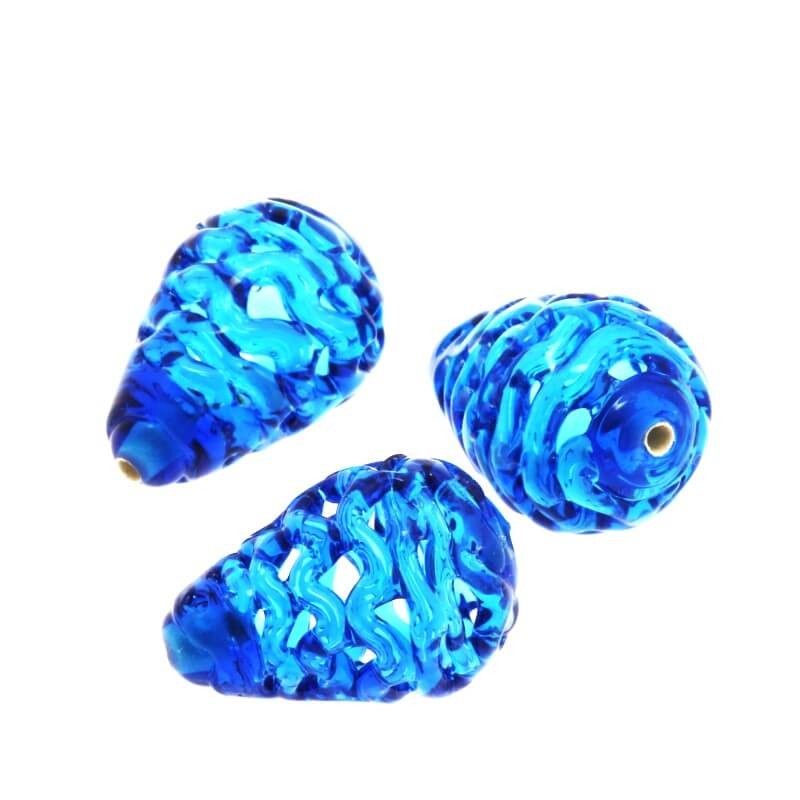 Lux blue openwork glass beads 22x14mm 1 pc SZLXAZ036