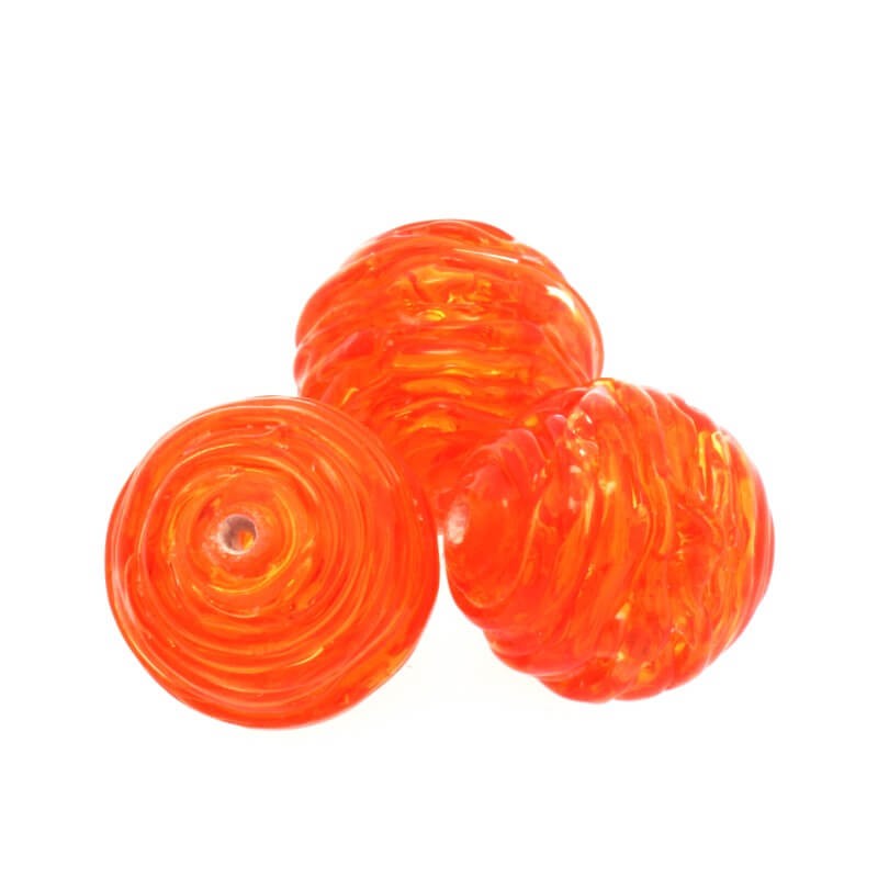 Koraliki szklane ażurowe lux pomarańczowe 16mm 1szt SZLXAZ018