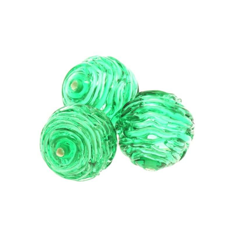 Koraliki szklane ażurowe lux zielone 16mm 1szt SZLXAZ019