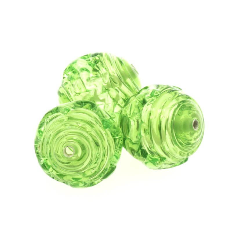 Koraliki szklane ażurowe lux zielone 16mm 1szt SZLXAZ020