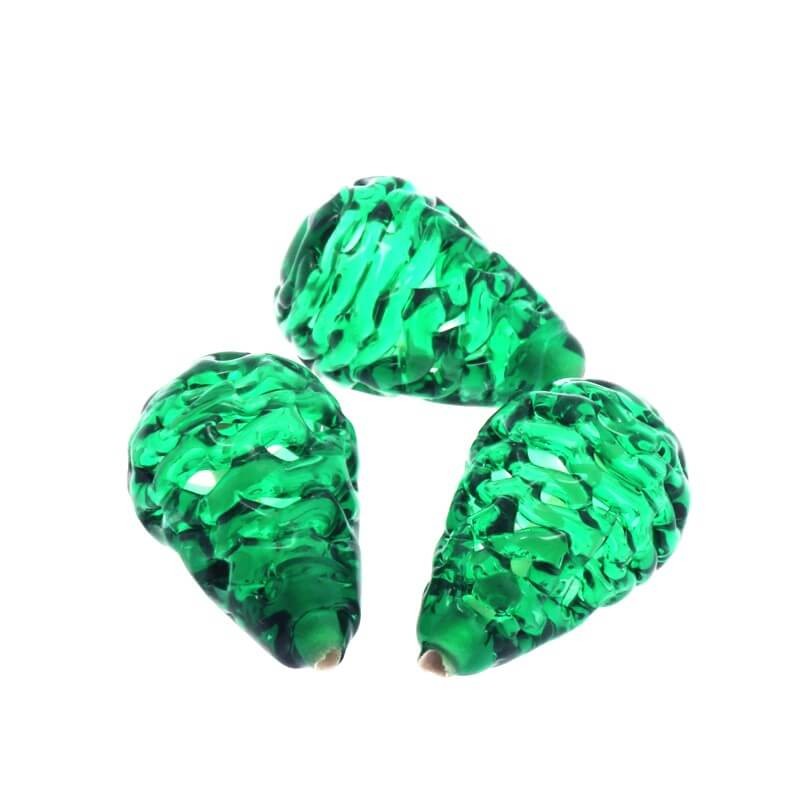 Glass openwork beads lux green 22x14mm 1pc SZLXAZ031