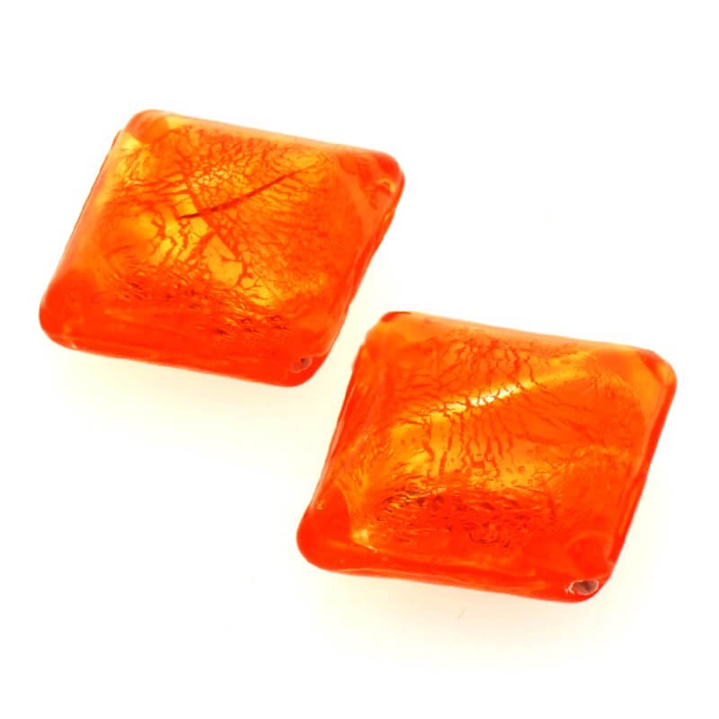 Ekskluzywne szkło weneckie poduszeczka pomarańczowa 20x20x10mm 1szt SZLXK0106