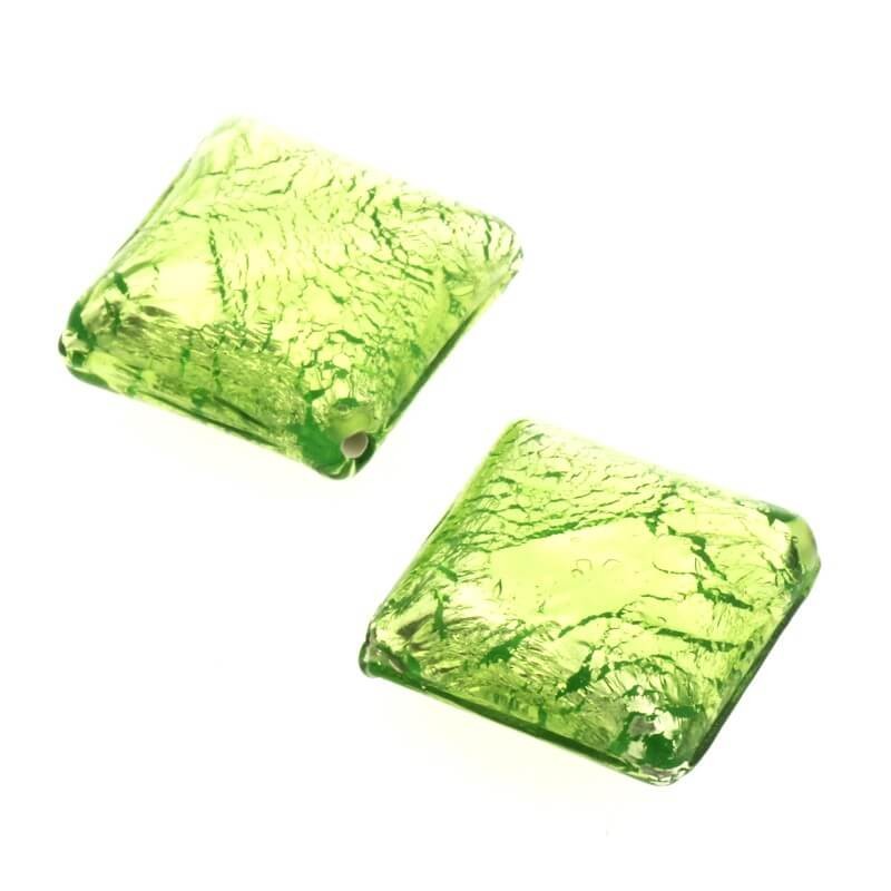 Ekskluzywne szkło weneckie poduszeczka zielona 20x20x10mm 1szt SZLXK0108