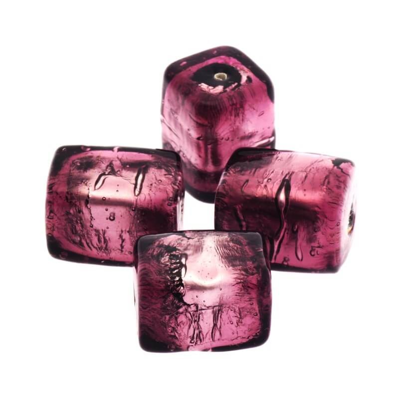 Exclusive Venetian glass violet cube 17x13x13mm 1pc SZLXK0204