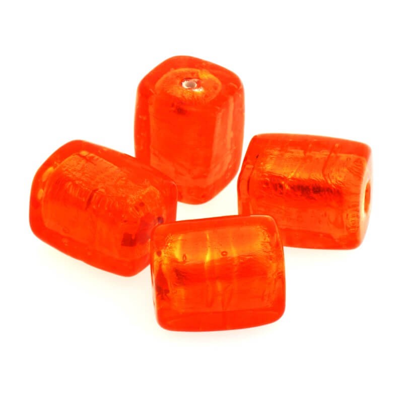 Exclusive Venetian glass orange cube 17x13x13mm 1pc SZLXK0206