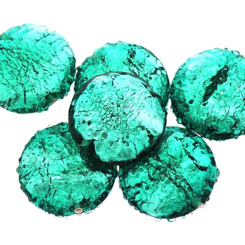 Lux glass bead frosted turquoise 20x8mm 1pc SZLXK0305