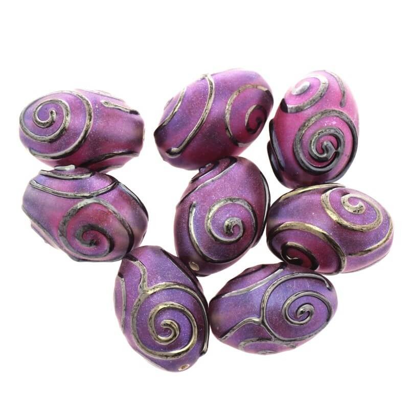 Lux glass bead frosted violet 18x12mm 1pc SZLXK0403