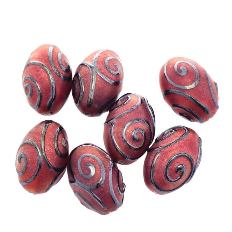 Lux glass bead frosted Indian rose 18x12mm 1pc SZLXK0402