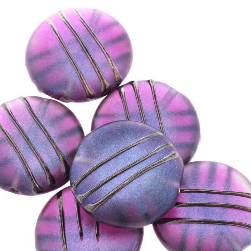 Glass bead lux violet iced 20x8mm 1pc SZLXK0504