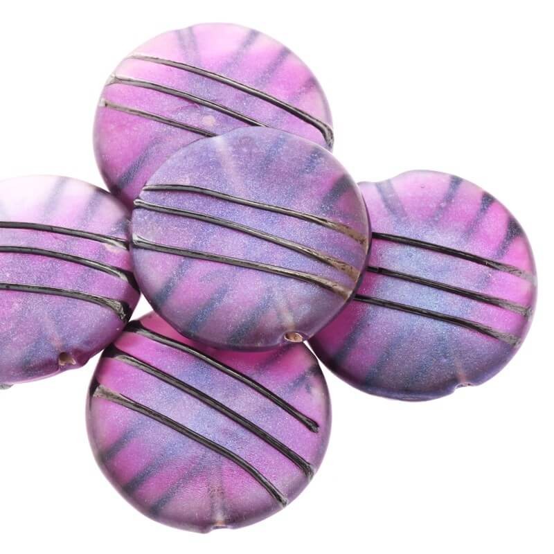 Glass bead lux violet frosted 25x9mm 1pc SZLXK0501