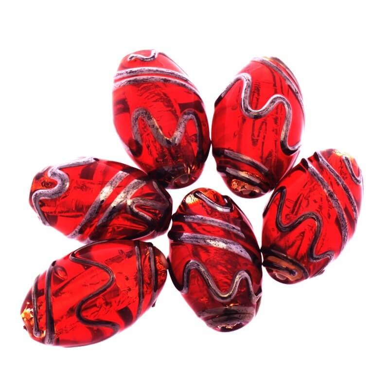 Luxurious glass bead decorated with olives red 22x14mm 1pc SZLXK0701