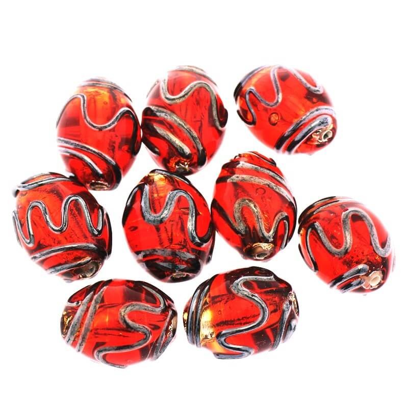 Luxurious glass bead decorated with olives red 22x14mm 1pc SZLXK0710