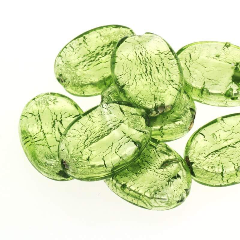 Oval lux medium bead pistachio 20x15x5mm 1pc SZLXKO810