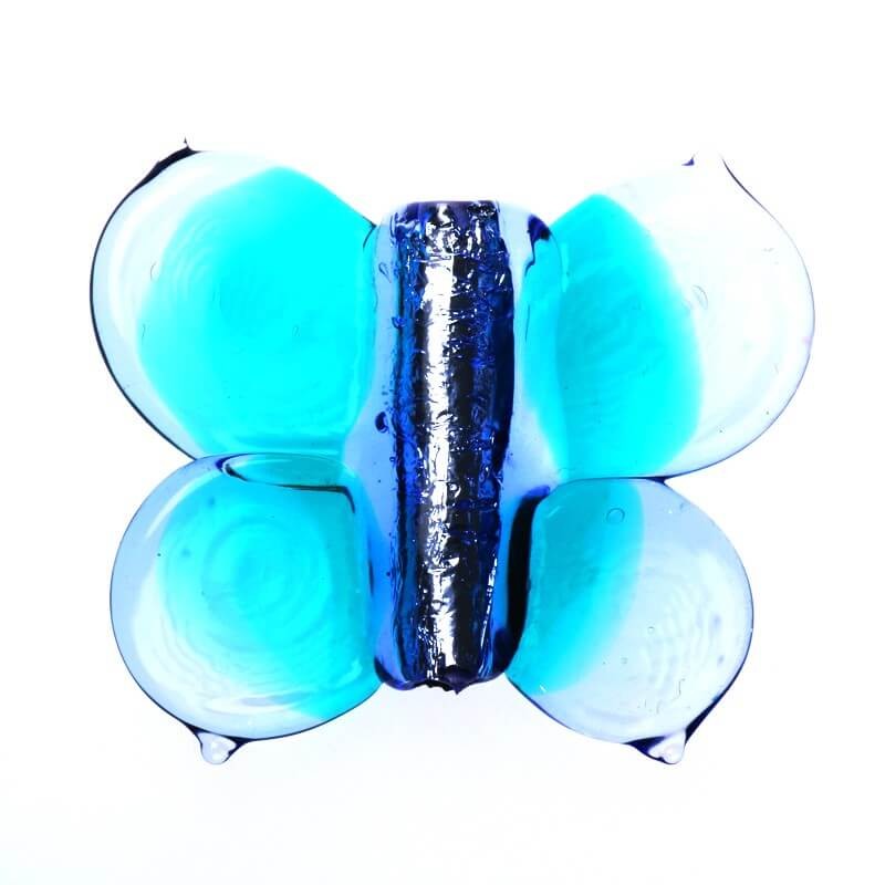 Butterfly glass lux blue - turquoise 34x25x7mm 1pc SZLXS202