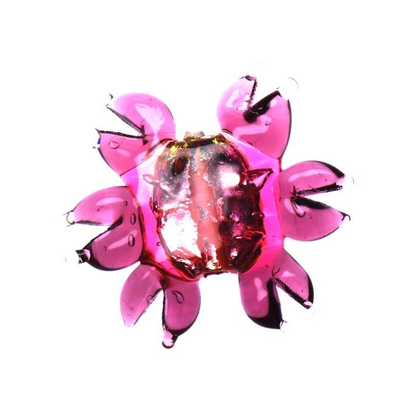 Lampwork bead sunflower pink - purple 22x18x4mm 1pc SZLXS311