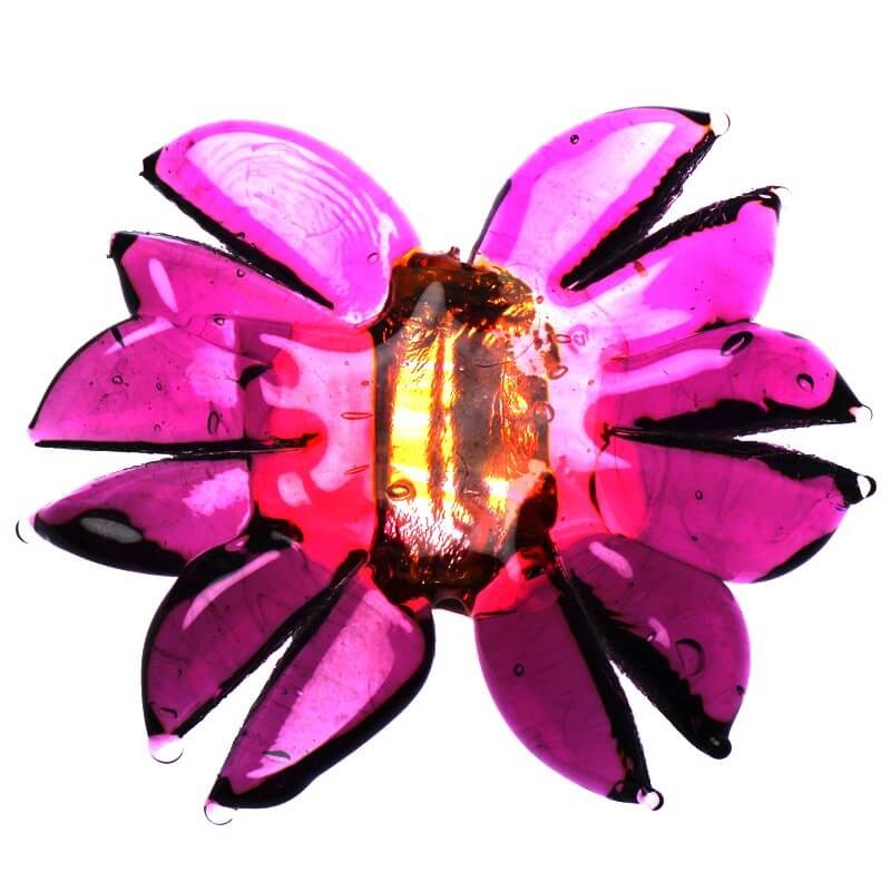 Lampwork bead sunflower pink - purple 55x45x6mm 1pc SZLXS312