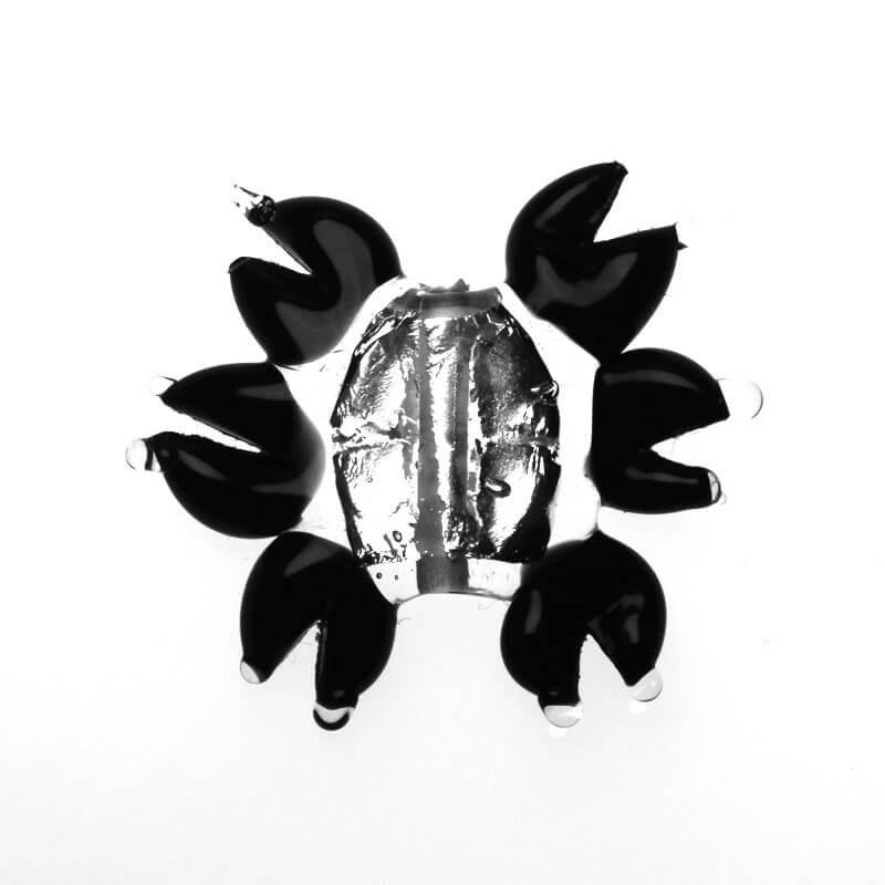 Lampwork silver and black sunflower bead 22x18x4mm 1pc SZLXS315