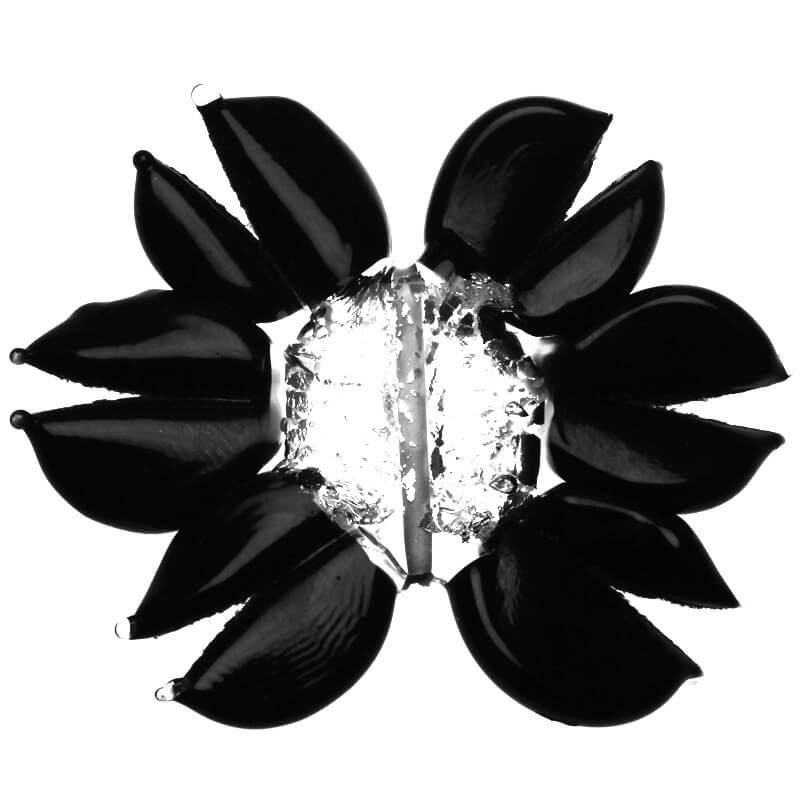 Lampwork silver and black sunflower bead 55x45x6mm 1pc SZLXS316