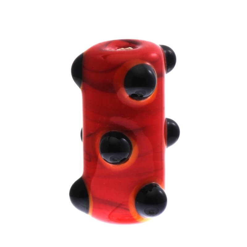 Roller bead with bubbles DOTS red 18x10mm 1pc SZLXS411